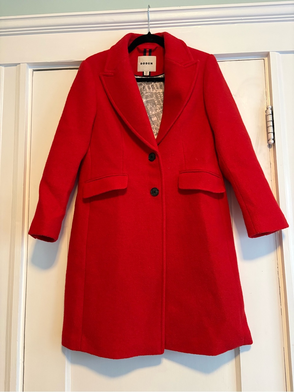 Boden Chichester Textured Coat in Red. Size US 6 Petite
